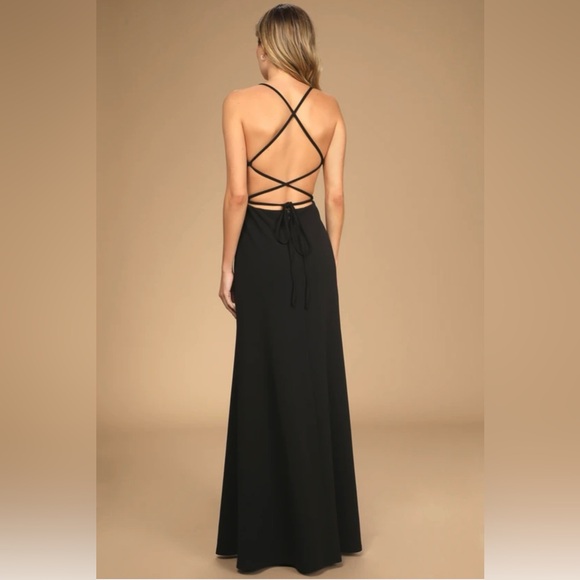 Be My Date Black Lace Up Maxi Dress from Lulus. New with tags small - Picture 2 of 3